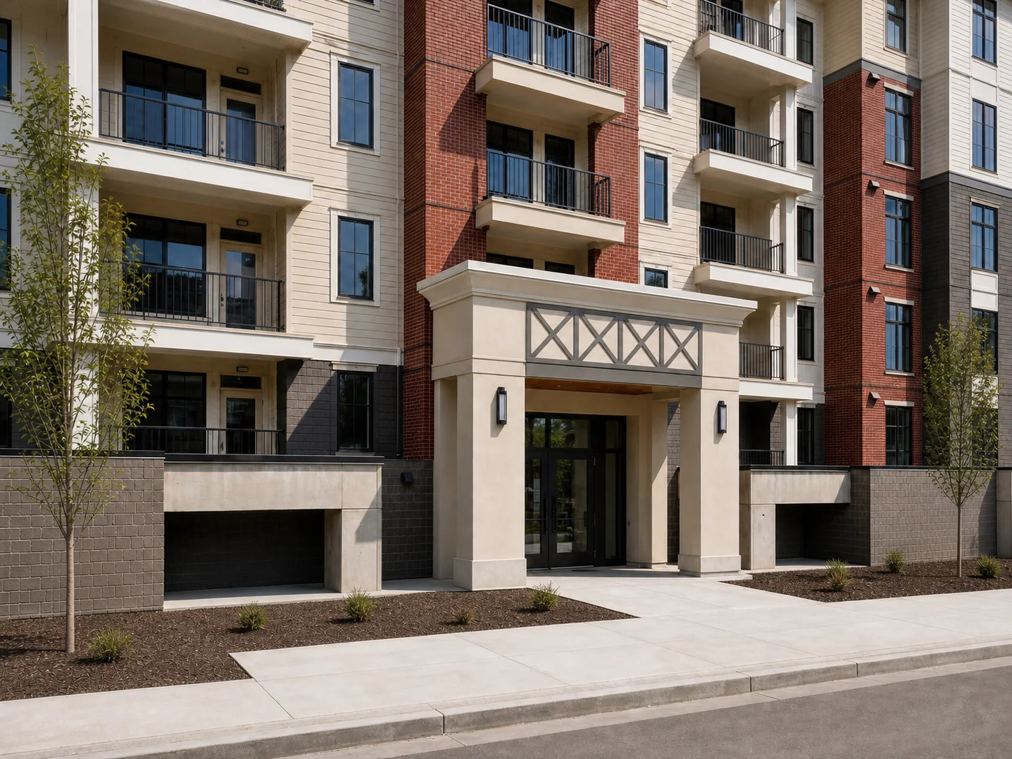 Completed main entrance at Cascade Court