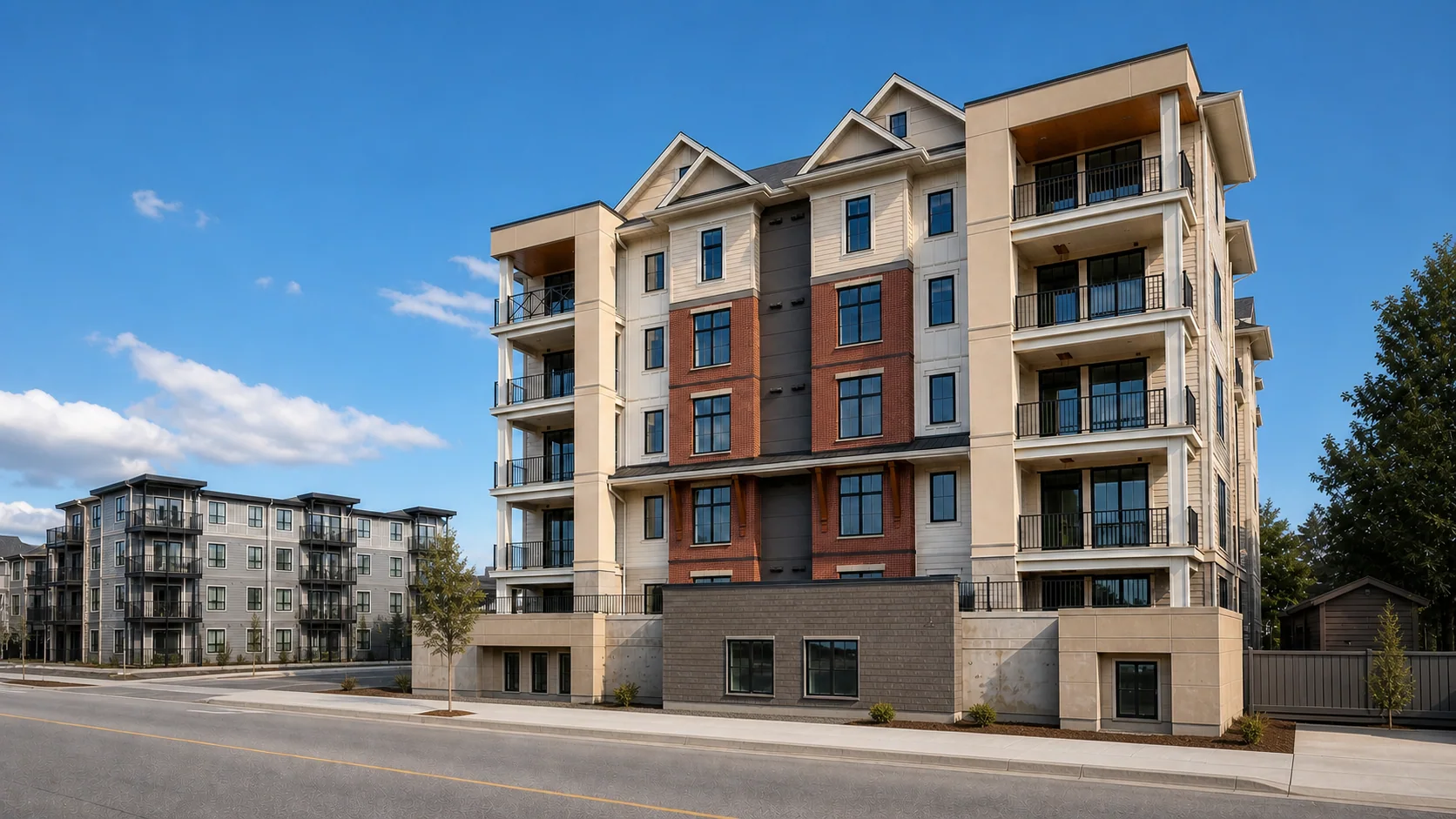 Completed Cascade Court exterior on Webb Avenue